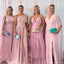 Elegant Pink Mismatched Sleeveless Mermaid Long Bridesmaid Dresses Online, BG916