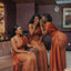 Fancy One Shoulder Rust Sequin Mermaid Bridesmaid Dress Pretty Fitted Formal Gown,BG1013