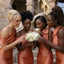 Classy Terracotta One Shoulder Satin Bridesmaid Dress Elegant Mermaid Floor Length Gown,BG1006