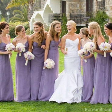 Elegant Purple Spaghetti Strap Sleeveless Mermaid Long Bridesmaid Dresses Online, BG921
