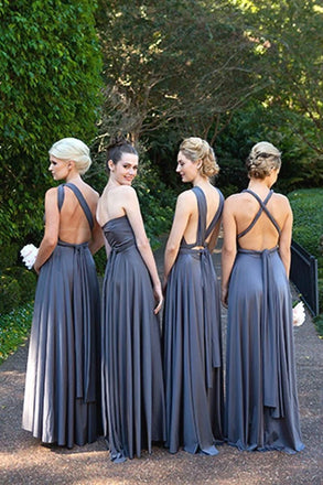 Elegant Navy Blue Mismatched Sleeveless A-Line Long Bridesmaid Dresses Online, BG918