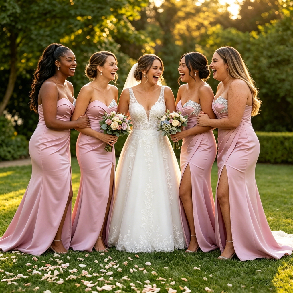 Unique Sweetheart Neck Satin Bridesmaid Dresses Floor Length Slit Pink Gowns,BG968