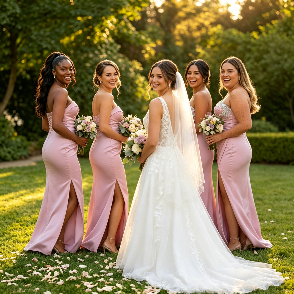 Unique Sweetheart Neck Satin Bridesmaid Dresses Floor Length Slit Pink Gowns,BG968