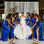 Gorgeous Royal Blue One Shoulder Gown Sexy Fitted Bridesmaid Dress with High Slit,BG1003