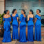 Unique Royal Blue Satin Bridesmaid Dress Versatile Style Maxi,BG1007