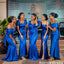 Unique Royal Blue Satin Bridesmaid Dress Versatile Style Maxi,BG1007