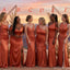 Modern Multi-Style Burnt Orange Satin Maid of Honor Dress With Side Slit,BG934