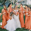 Elegant Orange High-Neck Sleeveless Mermaid Long Bridesmaid Dresses Online, BG922