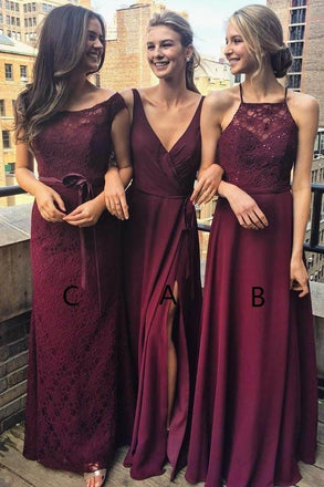 Elegant Red Mismatched Sleeveless Mermaid Long Bridesmaid Dresses Online, BG904