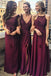 Elegant Red Mismatched Sleeveless Mermaid Long Bridesmaid Dresses Online, BG904