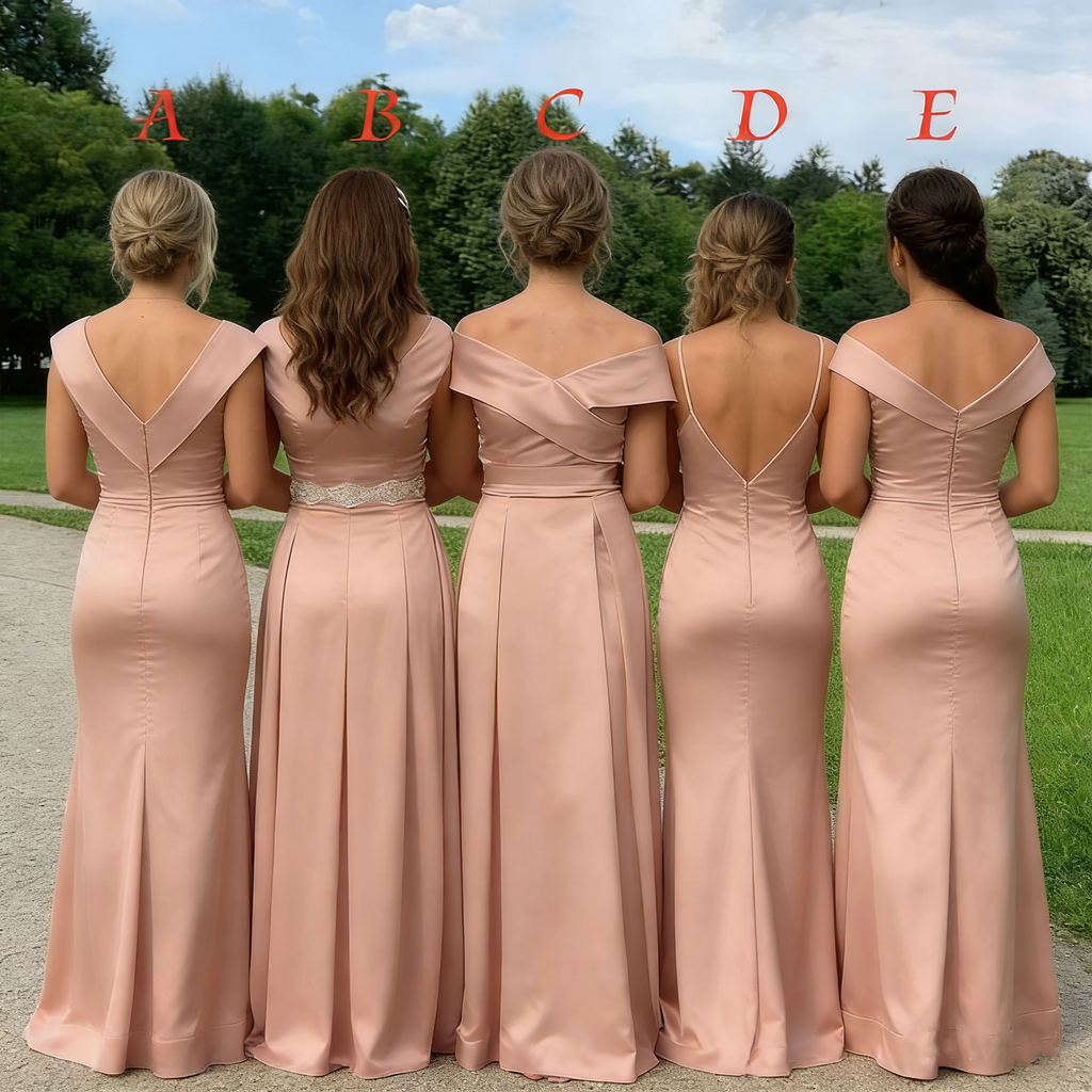 Fancy V Neck A-Line Bridesmaid Dress with Pleated Bodice and Sexy Leg Slit Satin Wedding Guest,BG938