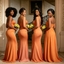 Strapless Satin Burnt Orange Sweetheart Neck Mermaid Bridesmaid Dresses,BG972