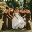Beautiful Off The Shoulder Mermaid Bridesmaid Dress Elegant Brown Satin Gown,BG1009