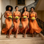 Strapless Satin Burnt Orange Sweetheart Neck Mermaid Bridesmaid Dresses,BG972