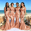 Pretty Champagne Gold Cowl Neck Ruched Satin Mermaid Bridesmaid Dresses,BG980