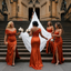 Stunning Burnt orange One Shoulder Satin Bridesmaid Dress Elegant High Slit Maxi Gown,BG1002