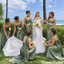 Elegant Olive Green Sweetheart Satin Bridesmaid Dress Floor Length Mermaid Gown,BG1025