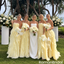 Pretty Yellow Strapless Cascading Ruffle Long Bridesmaid Dress Elegant Flowy Gown,BG1019