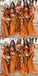 Elegant Off Shoulder Mermaid Burnt Orange Satin Long Bridesmaid Dresses Online, BG710