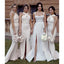 Elegant Halter Mermaid Jersey Split Long Bridesmaid Dresses Online, BG711