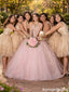 Beautiful Champagne Applique Short Tulle Dama Dress,HD1226