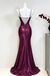 Stunning Purple Ruched Bodycon Prom Dress Spaghetti Straps Unique Party Gown,OLP2398