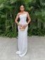 Sexy White  Spaghetti Strap Side Slit Mermaid  Evening Prom Dresses Online, OLP1148