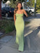 Simple Sparkly Spaghetti Straps Mermaid Lime Green Long Evening Prom Dress Online, OL153