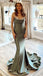 Sexy Spaghetti Strap Sleeveless Mermaid Satin Evening Prom Dresses Online, OLP860