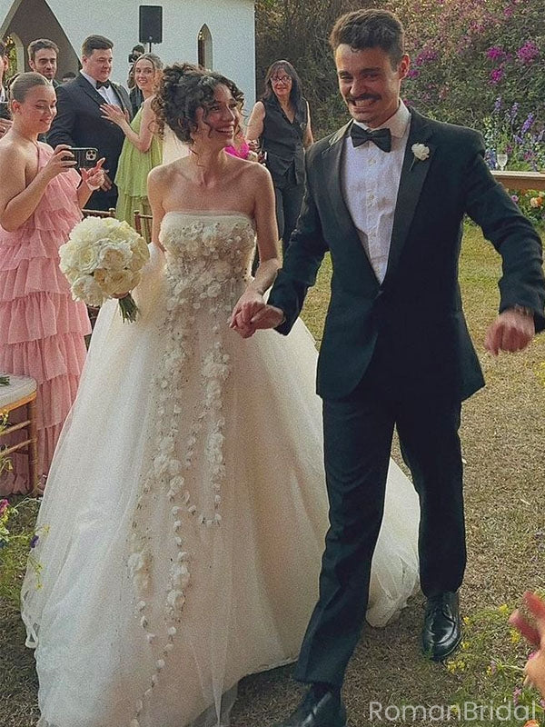 Sexy White Sweetheart Sleeveless A-Line Lace Long Wedding Dresses With Trailing,WD0553