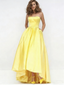 A-line Straight High-low Satin Long Prom Dresses.DB10148