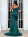 Elegant One Shoulder Mermaid Side Sit Jersey Jade Long Bridesmaid Dresses Online, BG728