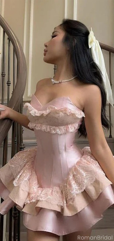 Elegant Pink Sweetheart A-Line Short Homecoming Dresses For Birthday Party,HD1192