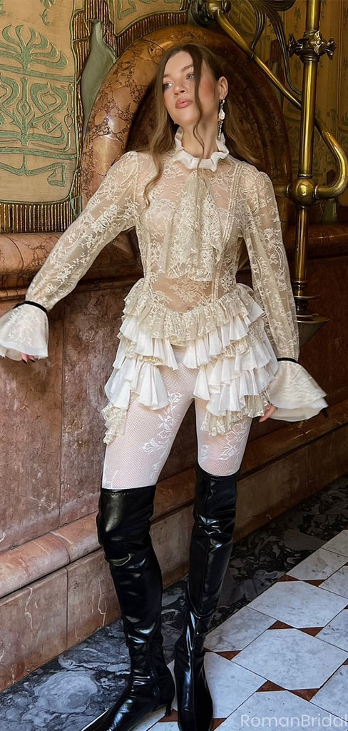 Unique White Halter A-Line Long Sleeve Short Homecoming Dresses For Birthday Party,HD1186