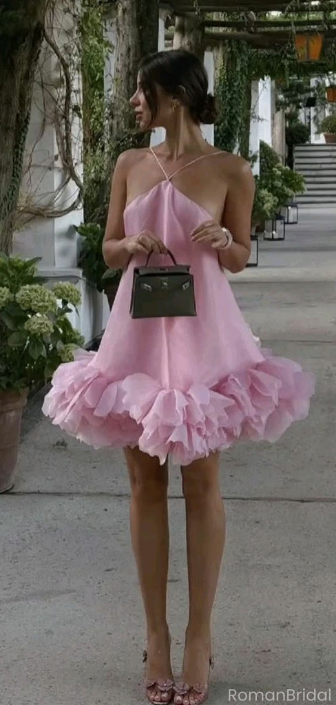 Unique Pink V-Neck A-Line Short Homecoming Dresses For Birthday Party,HD1188