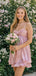 Pretty Pink Satin Homecoming Dress Sleeveless Sweetheart Neck A-Line Short Cocktail Gown,HD1206