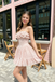 Beautiful Pink Spaghetti Strap Ruffled Lace Homecoming Dress Open Back Casual Chic,HD1305