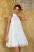 Classy White High Neck Floral Applique Homecoming Dress Unique Tulle A-Line Outfit,HD1353