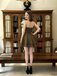 Classy Brown Strapless Pleated Homecoming Dress Beautiful A Line Party Gown,HD1301