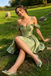 Unique Sage Green Satin Corset Homecoming Dress Off Shoulder A Line Party Dress,HD1283