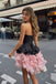 Unique Sweetheart Corset Showcasing Voluminous Pink Layered Ruffle Homecoming Dress,HD1322
