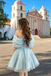Sparkly Light Blue Tulle Off-the-Shoulder A-Line Cocktail Homecoming Dress,HD1228