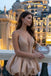 Fancy Champagne Sequin Cocktail Homecoming Dress Pretty Deep V Neck Fitted Party Mini,HD1275