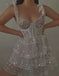 Sparkly White Spaghetti Strap A-Line Short Homecoming Dresses For Birthday Party,HD1195