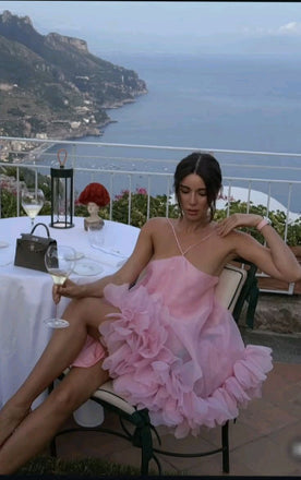 Unique Pink Floral V-Neck A-Line Short Homecoming Dresses For Birthday Party,HD1188