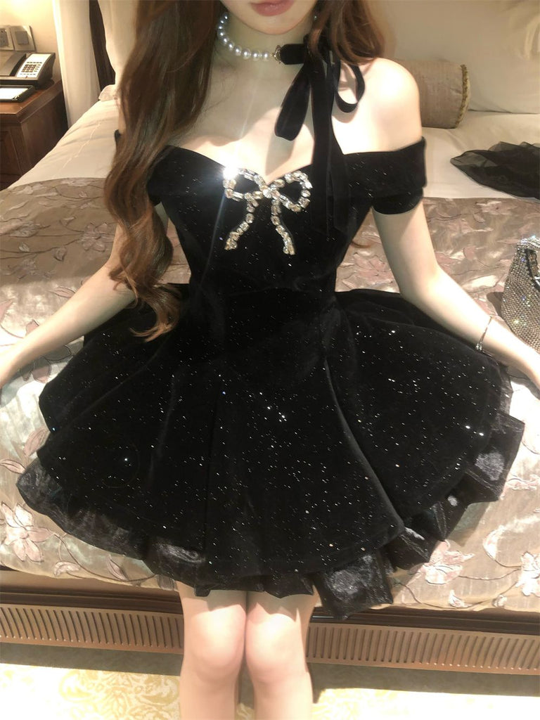 Sexy Black Off-Shoulder A-Line Short Homecoming Dresses For Birthday Party,HD1188