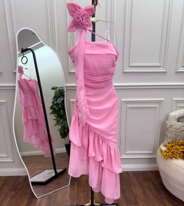 Elegant Pink One-Shoulder Mermaid  Sleeveless Long Prom Dress Ideas, Evening Party Dresses, OLP1326