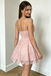 Beautiful Pink Floral Applique Lace Short Homecoming Dresses For Party,HD1227
