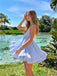 Beautiful Pastel Blue V-Neck Babydoll Short Homecoming Dress with Wide Straps,HD1346