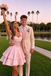 Sexy Pink Tiered Homecoming Dress Featuring Sparkly Corset With Bow Straps,HD1270